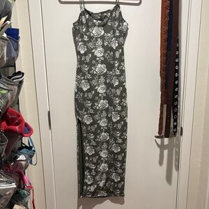 Floral Print Maxi Dress in Green